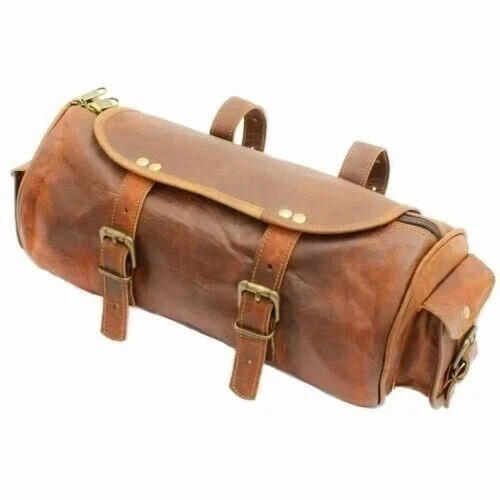 Brown Genuine Goat Vintage Tool Leather Motorcycle Bag