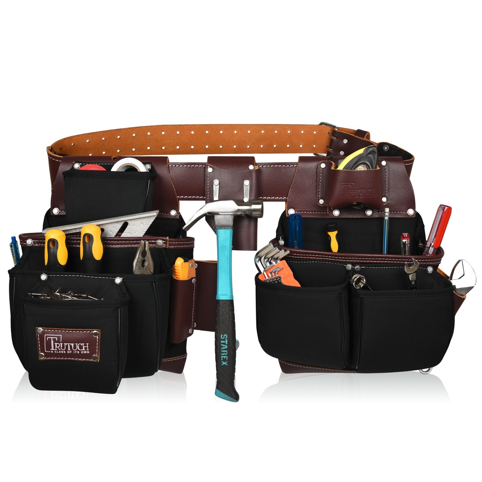 TRUTUCH Nylon and Leather Tool Belt | Framing Tool Bags | Nylon Tool Pouch