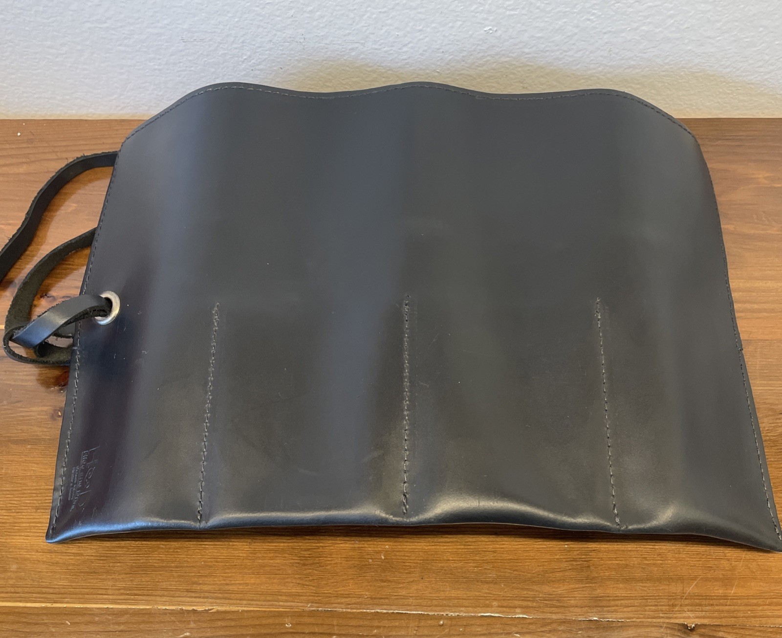 Hide Drink Thick Leather Small Tool Roll Up Bag Pencil Pouch Black 4 3” Pockets