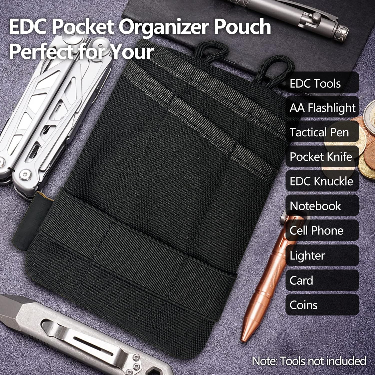 Small Small EDC Pocket Pouch – EDC Organizer Pouch with 4 Pockets for Men, Mini