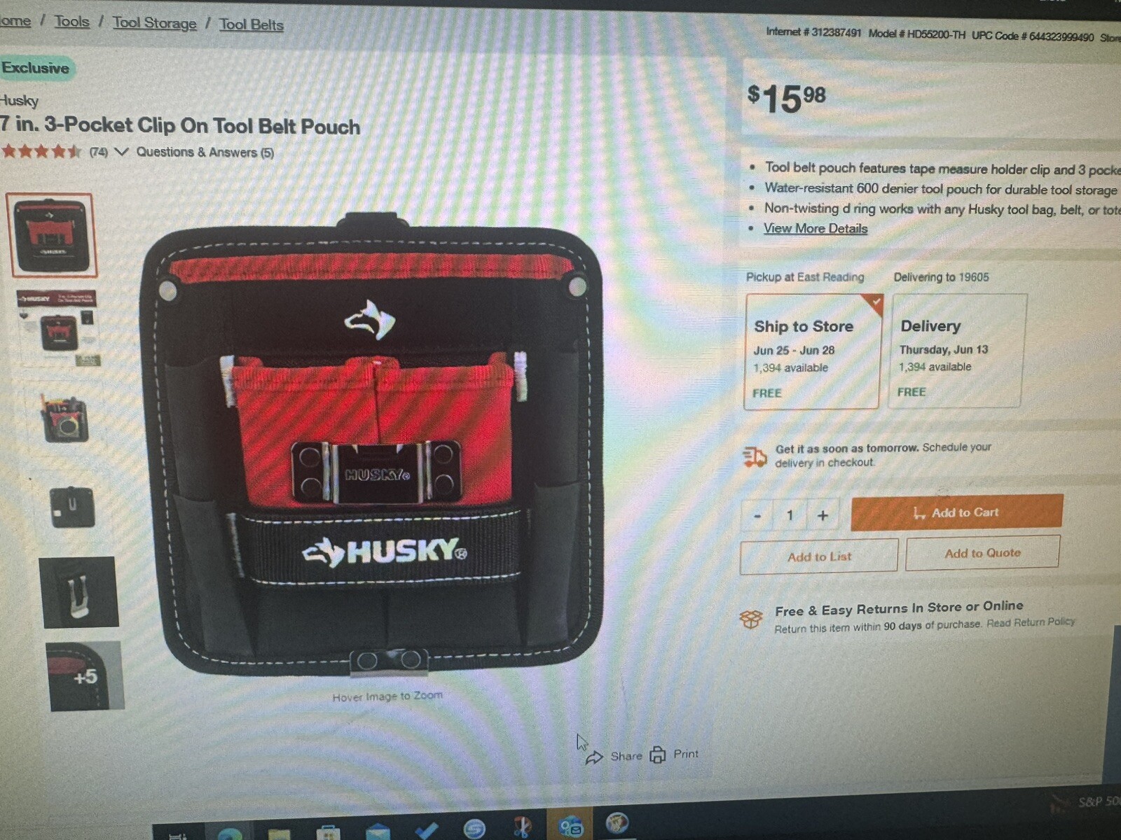Husky 12 In. and 15 In. Tool Bag Combo NEW + 2 Bonus Tool Pouches
