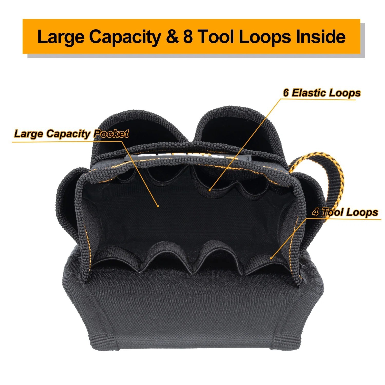Heavy Duty Tool Pouch with Belt, 6 Pockets & Screwdriver Loops for Electricians