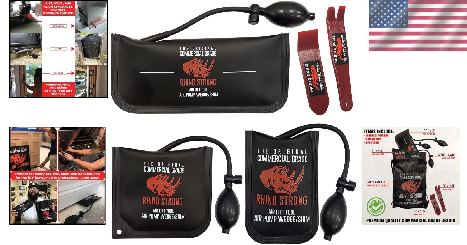 Commercial Grade Air Wedge Bag Pump Kit with 3 Sizes for Lifting and Leveling