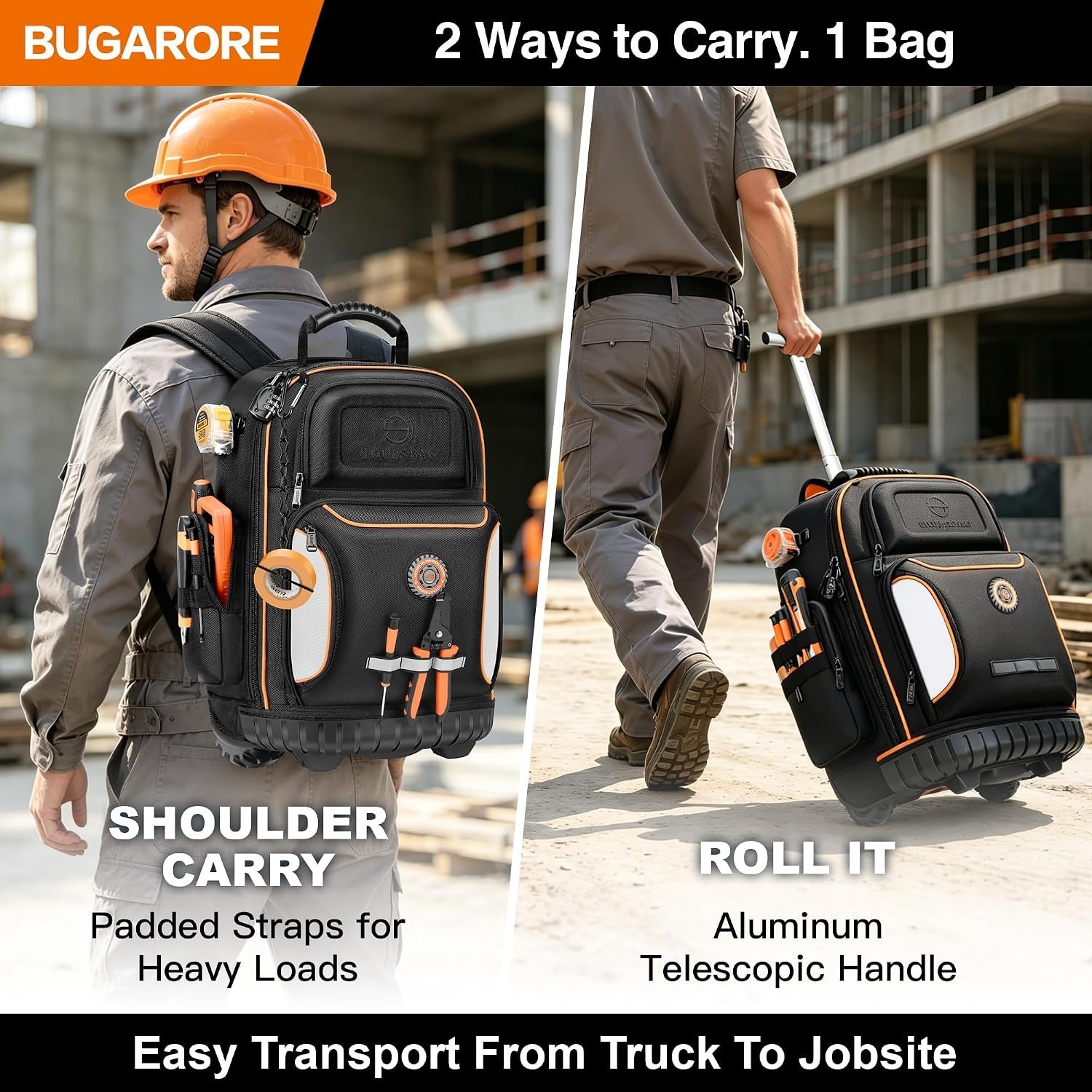 75 Pocket 16″ Waterproof Tool Backpack with Combination Lock for Professionals