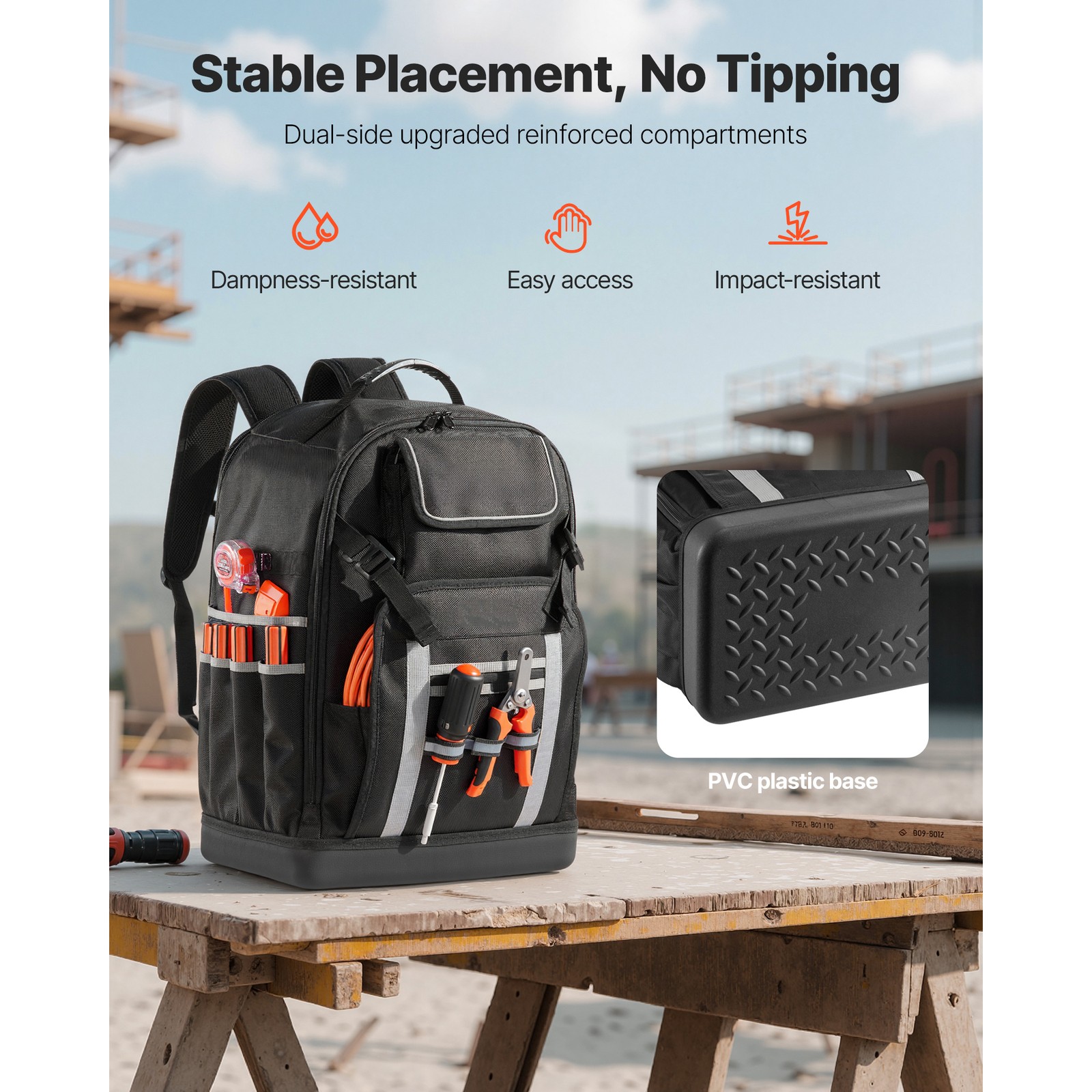 Uimoso Tool Backpack with 56 Pockets, Water-Resistant Design for Electricians