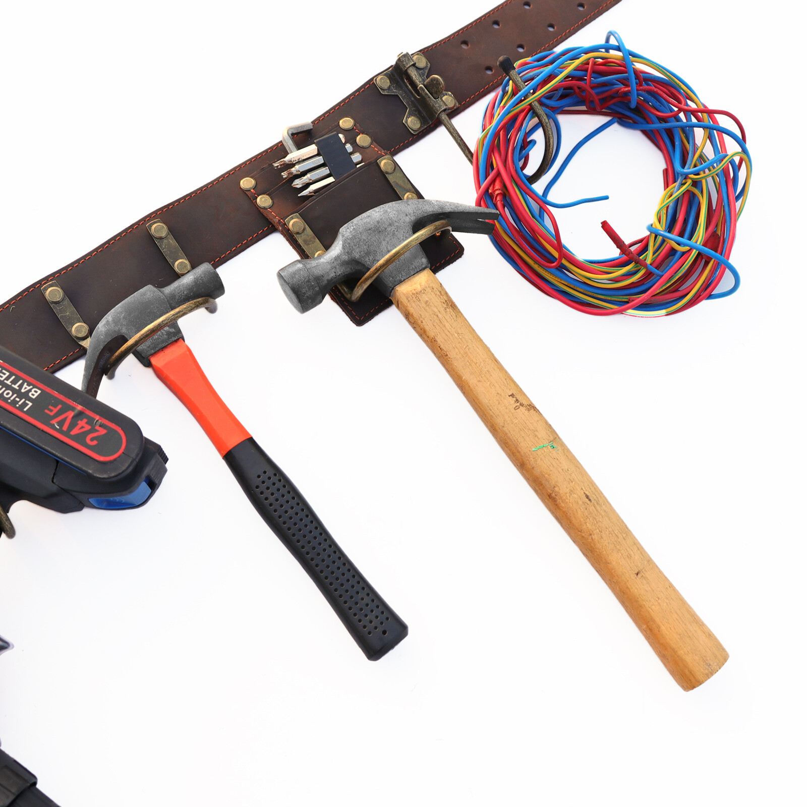 TOURBON 2inch Tools Belt Hammer Hooks Axe Holder Tape Measure Drill Holster Rig