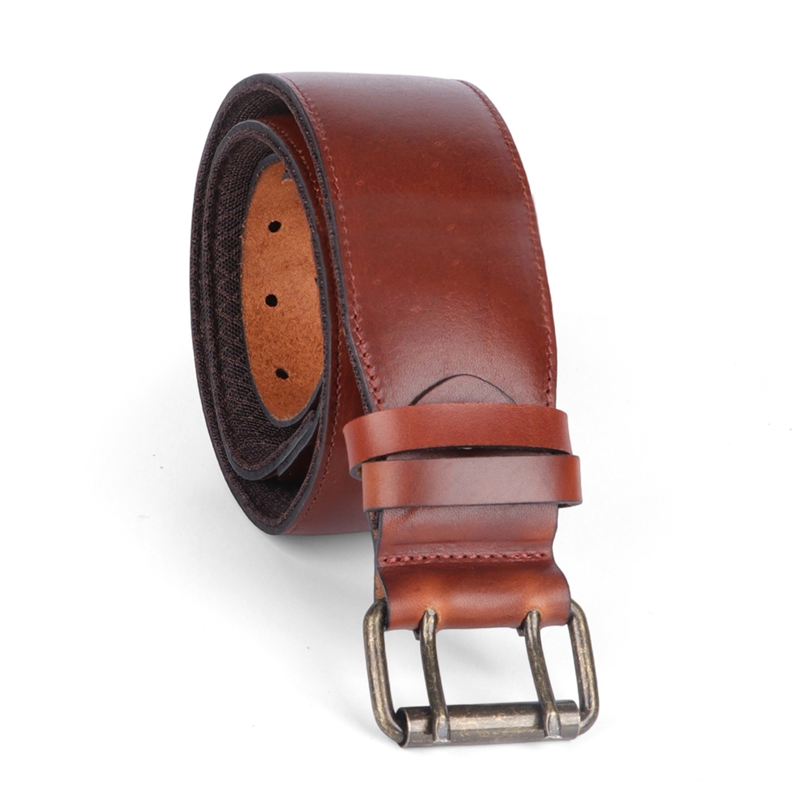 TOURBON Leather 2in Wide Men Tool Belt Rig Holster Belt Double Pin Roller Buckle