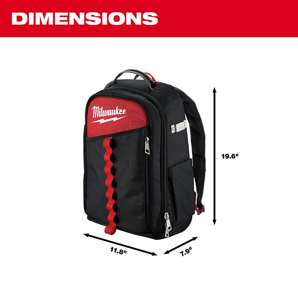 Milwaukee 48-22-8202 22-Pocket Low-Profile Backpack w/ Padded electronics sleeve