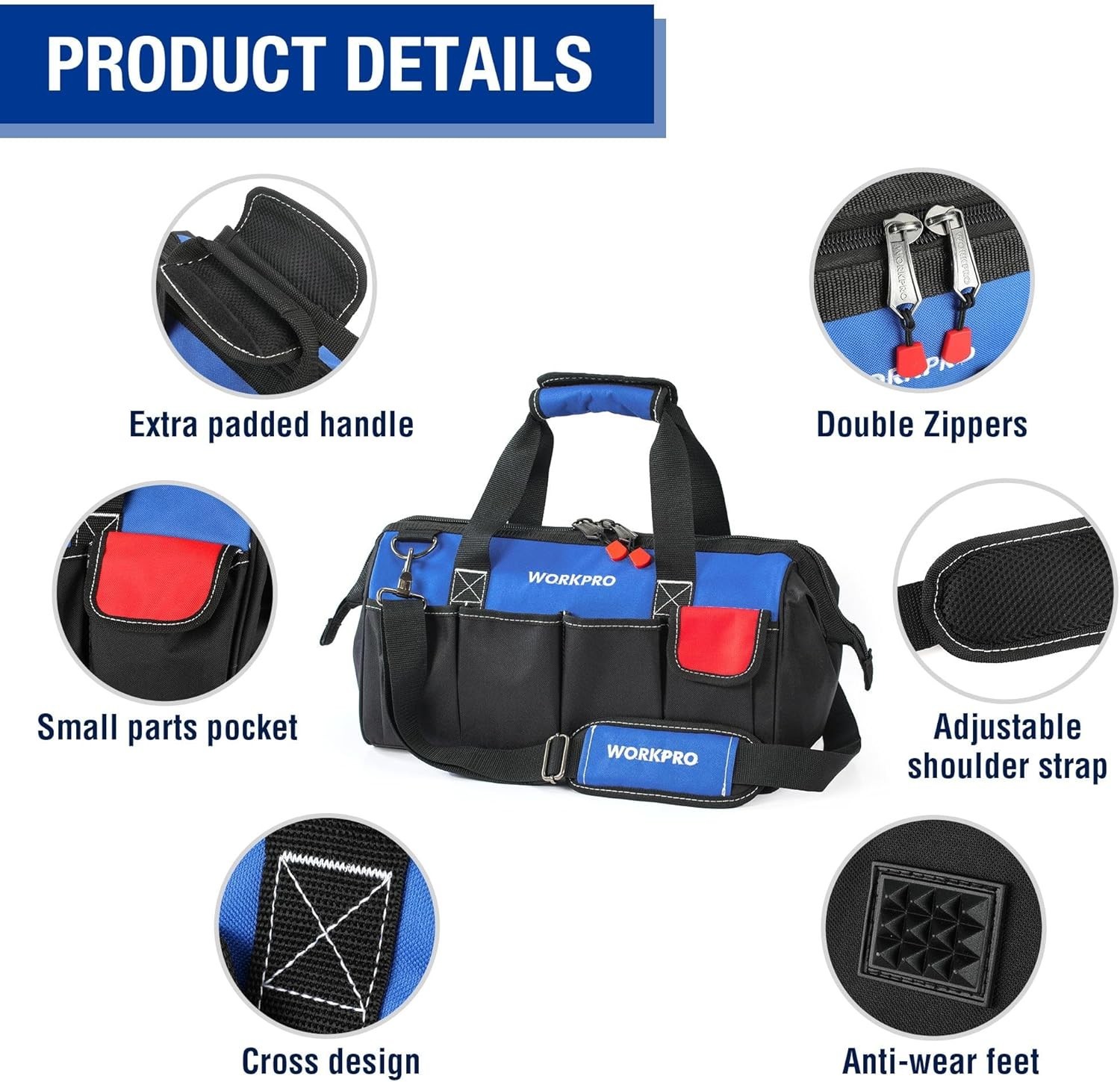 18-inch Sturdy Canvas Tool Bag with Adjustable Strap for Easy Access