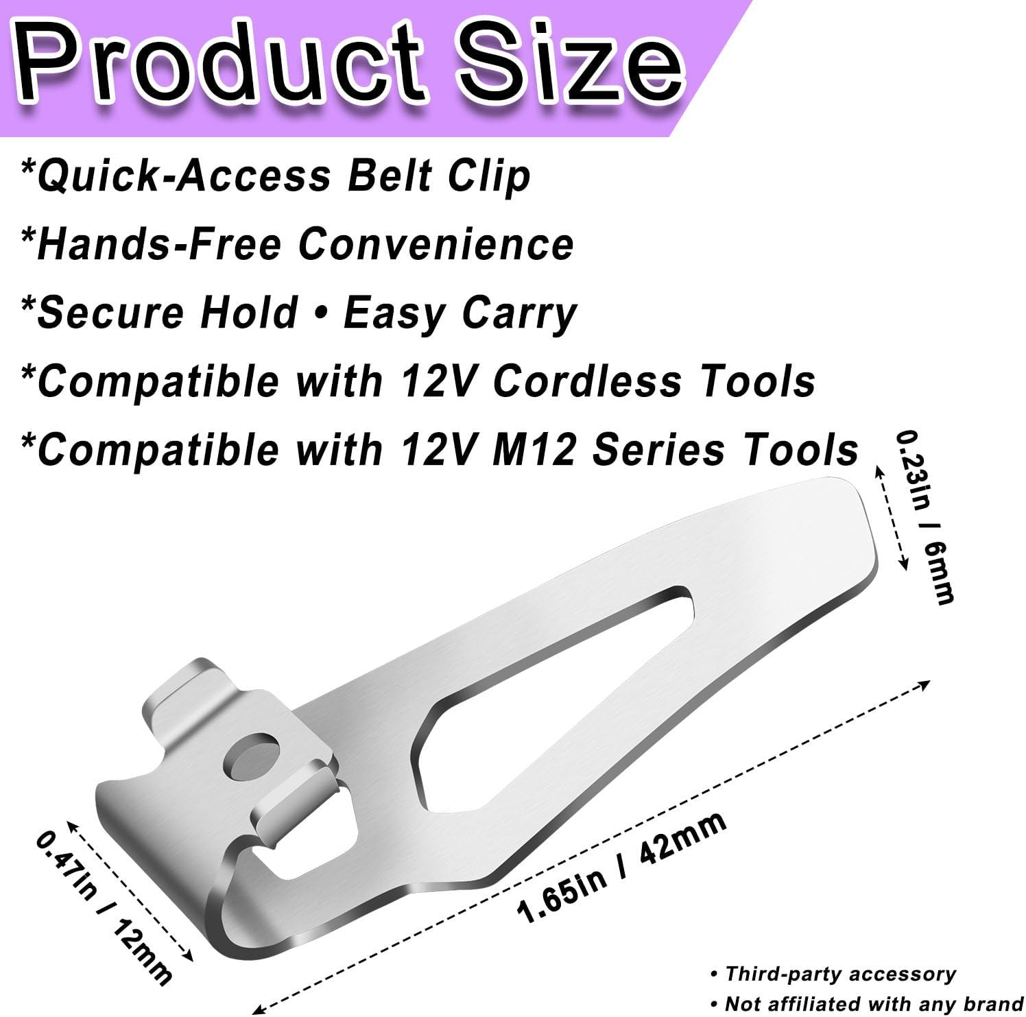 2 Pack Belt Clip Kit For Milwaukee M12 12V Drills And Drivers:42-70-0490 Steel T