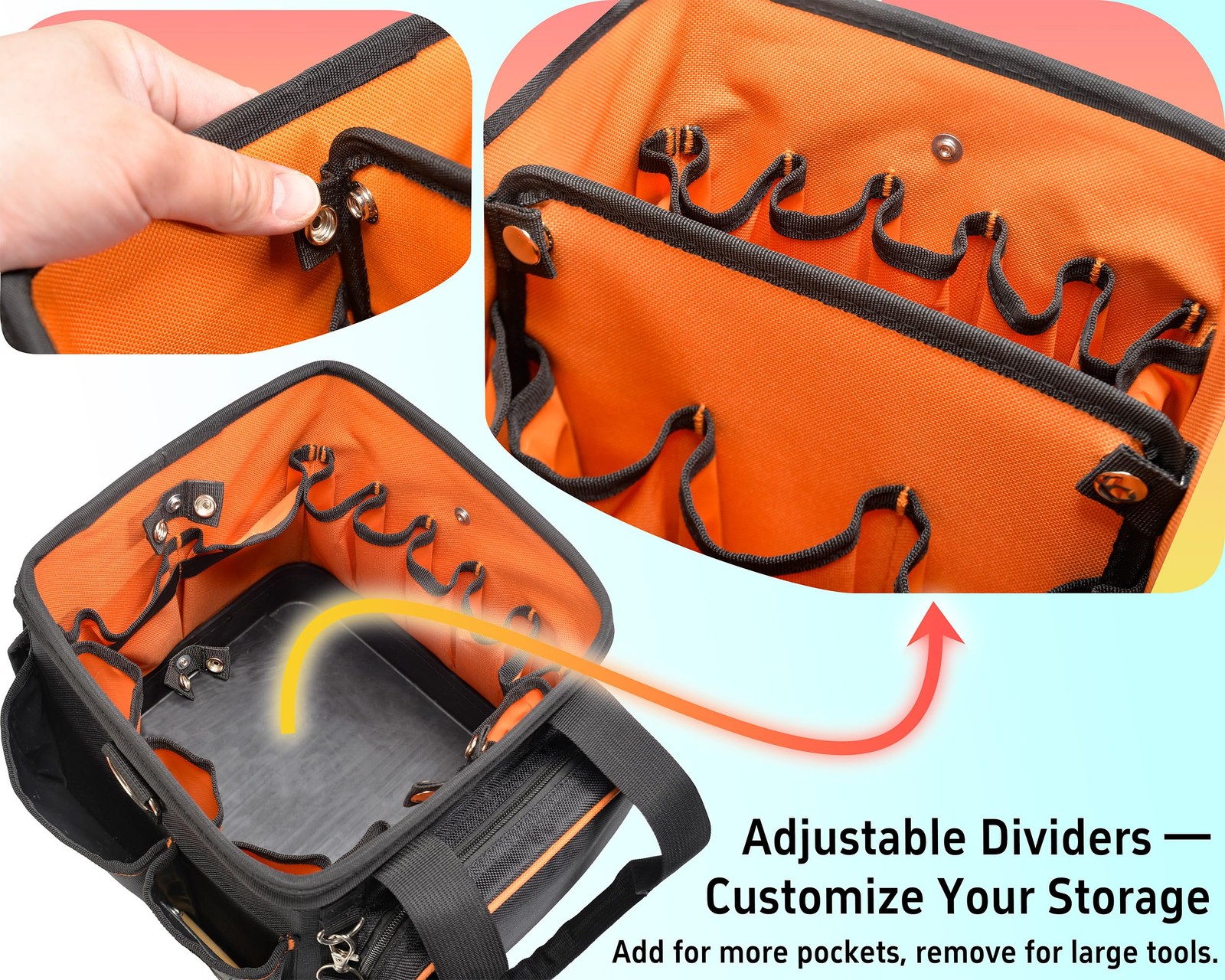 Piwatools 10-Inch Pro Compact Hard-Body Electrician Tool Bag Removable Divider