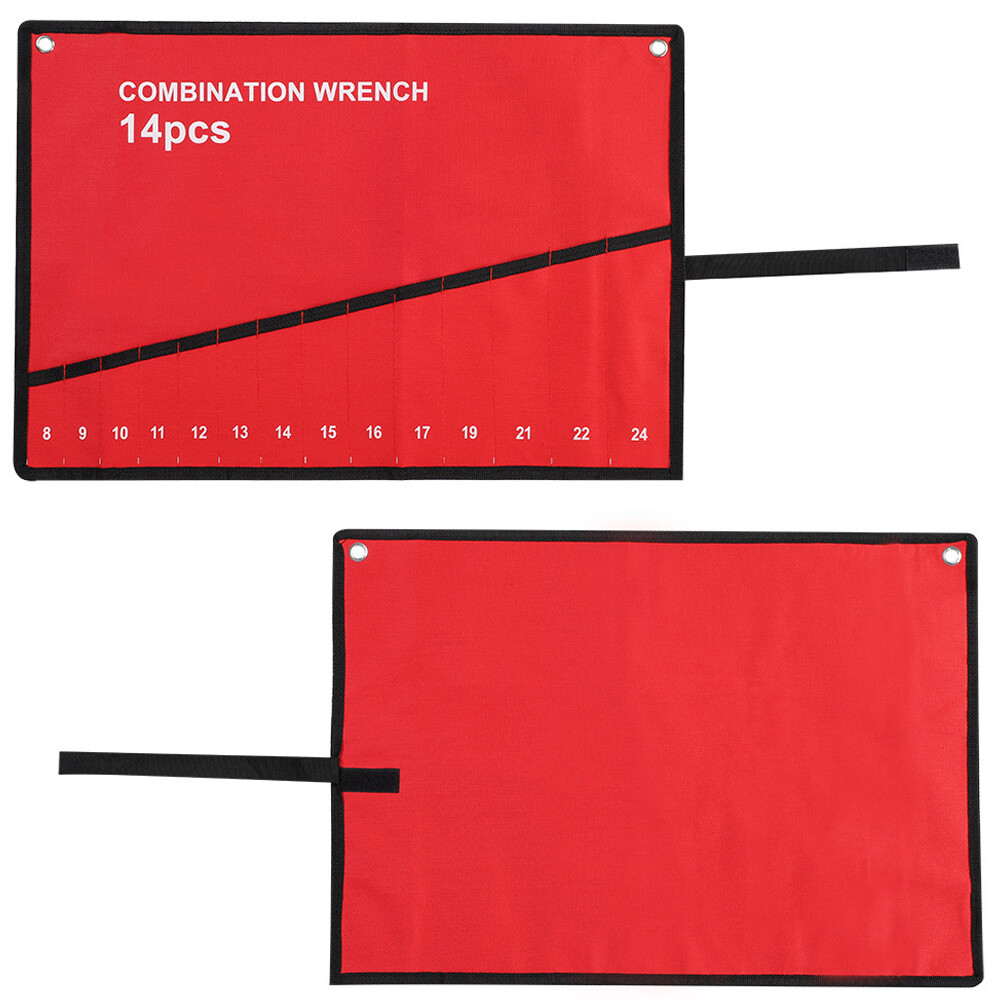 2PCS Multi-Pocket Roll Up Wrench Plier Spanner Holder Canvas Tool Storage Bag