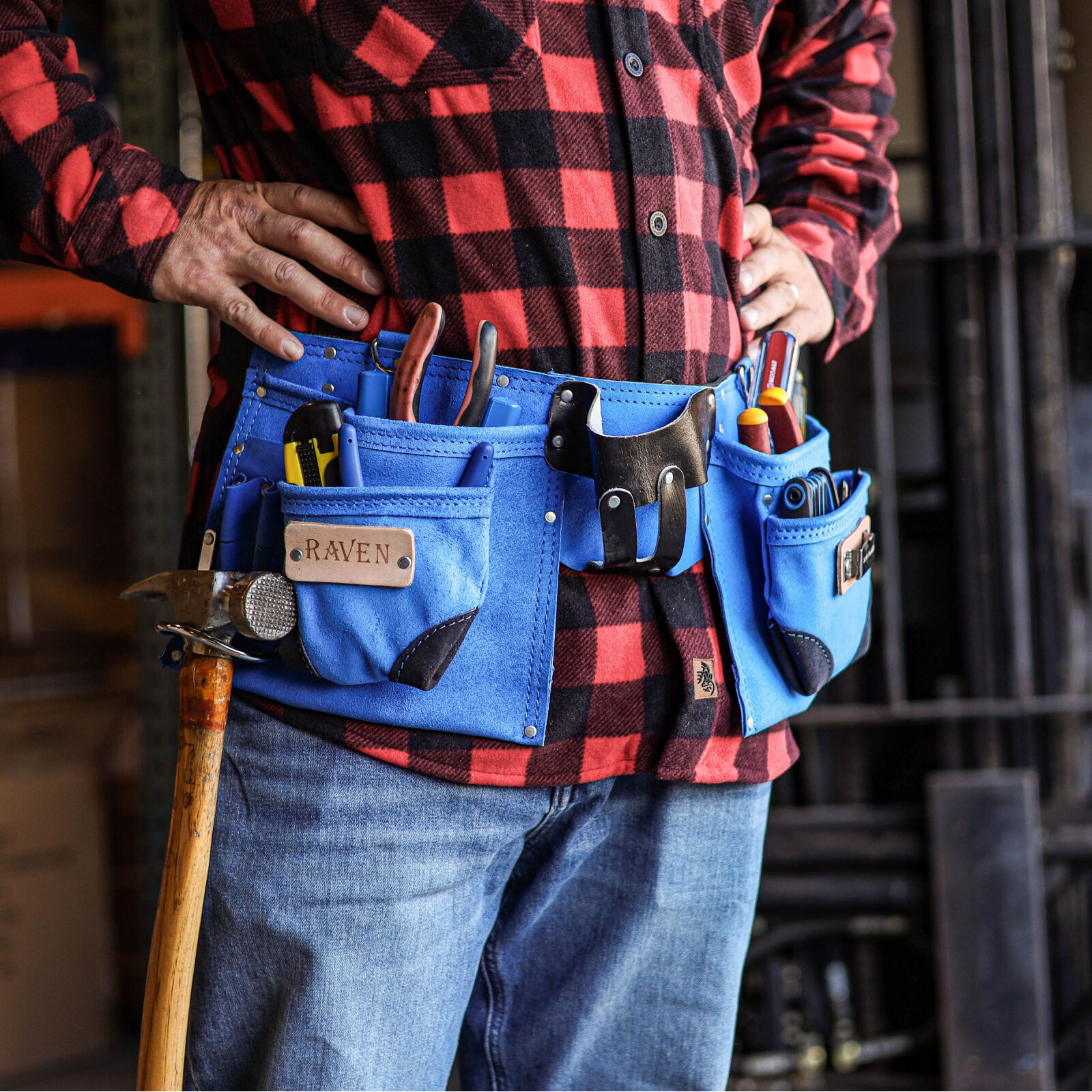 7 Pocket Suede Leather Tool Belt with Heavy Duty Nylon Belt with Quick Release