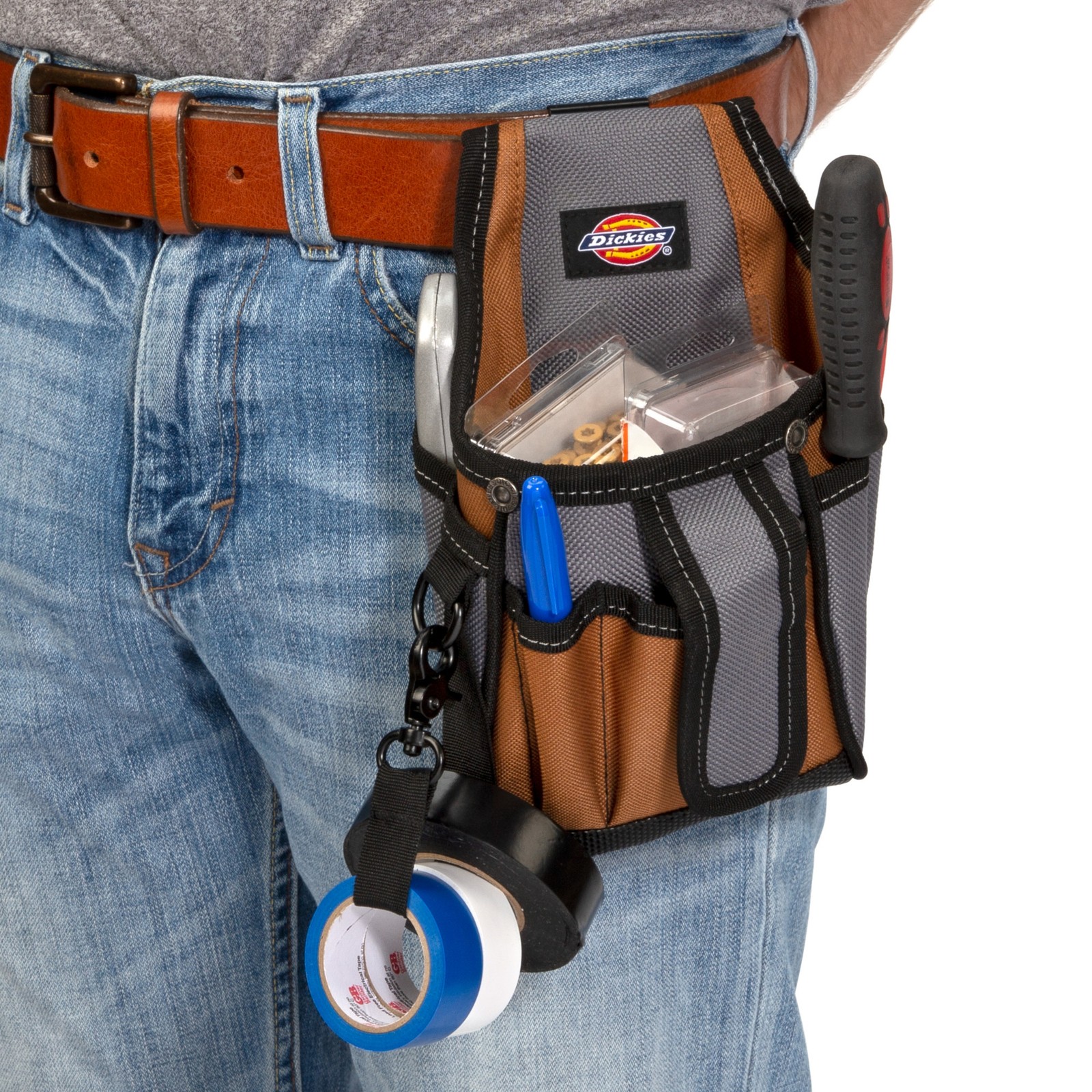 Tech Tool Belt Pouch 7 Pocket with Tape Tether Dickies 57098