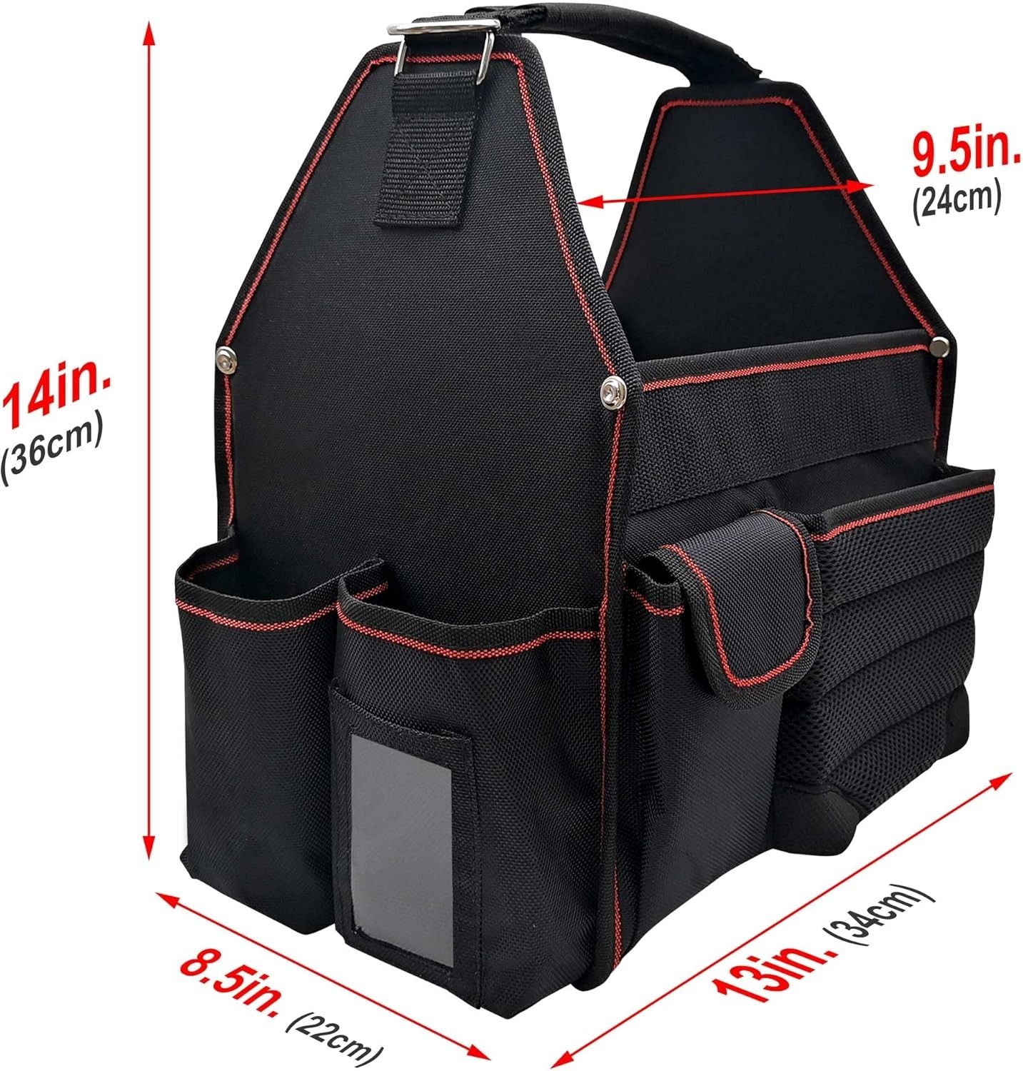Tool Tote Electrician Tool Bag 18-Pockets Open Top Tool Bag W/ Removable