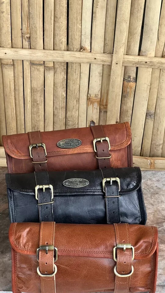 3 Bags Goat Leather Wide Vintage Motorcycle Buckle Closure Tool Brown Black Tan