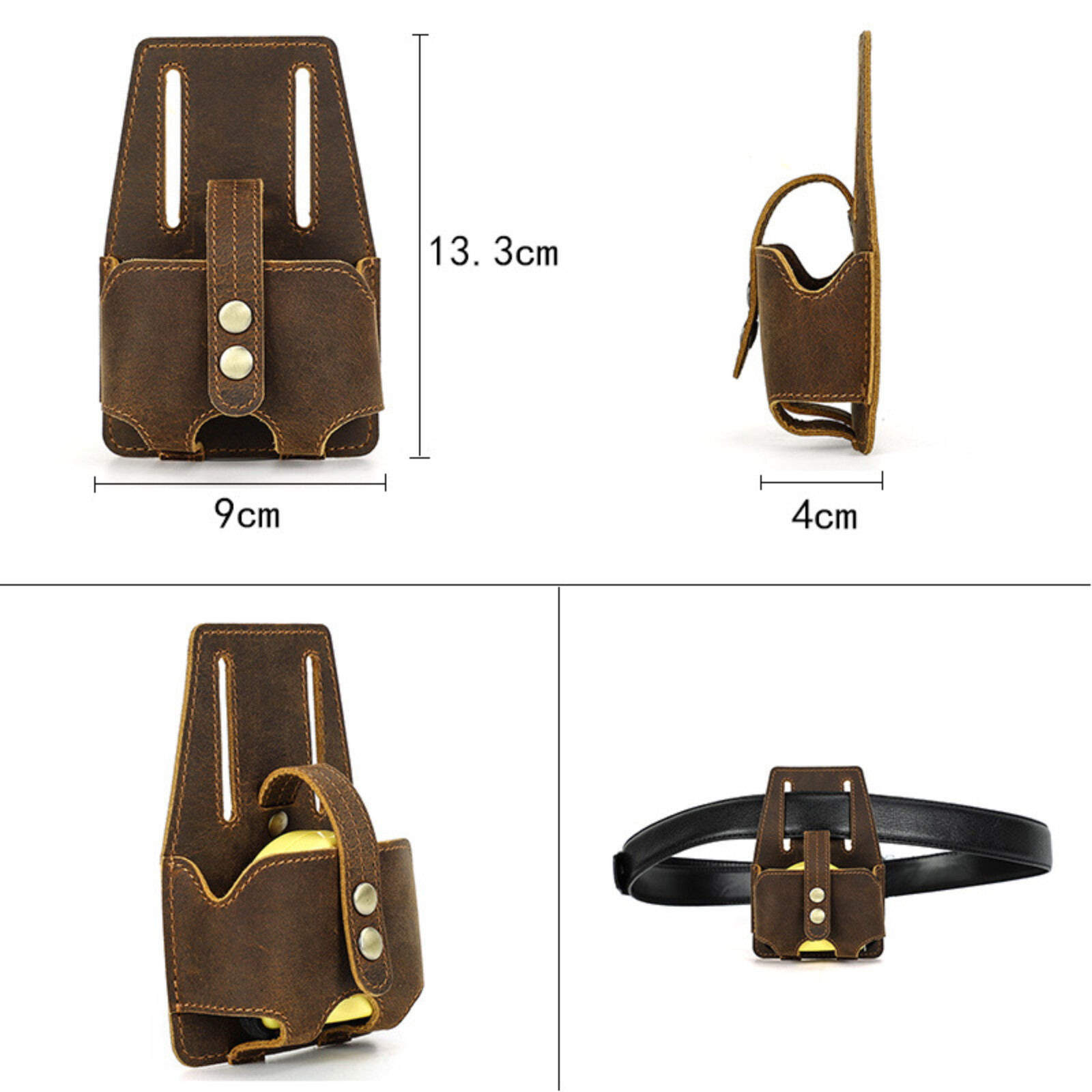 Leather Tape Measure Holder 5m Belt Pouch Tool Organizer for Construction DIY