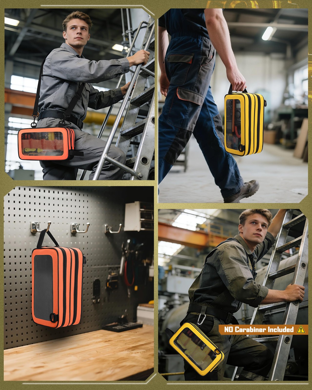 2 Pack Tool Pouch with Dual Compartments, 12” Tool Bag with Detachable Should…