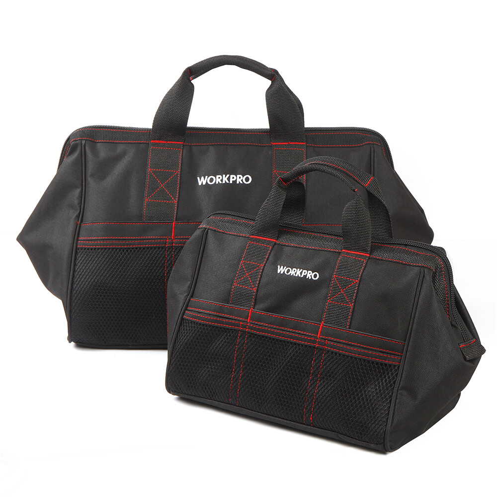 WORKPRO 2PCS 13″ 18″ TOOL BAG CASE WIDE MOUTH 600D Oxford Heavy Duty Zipper Tote