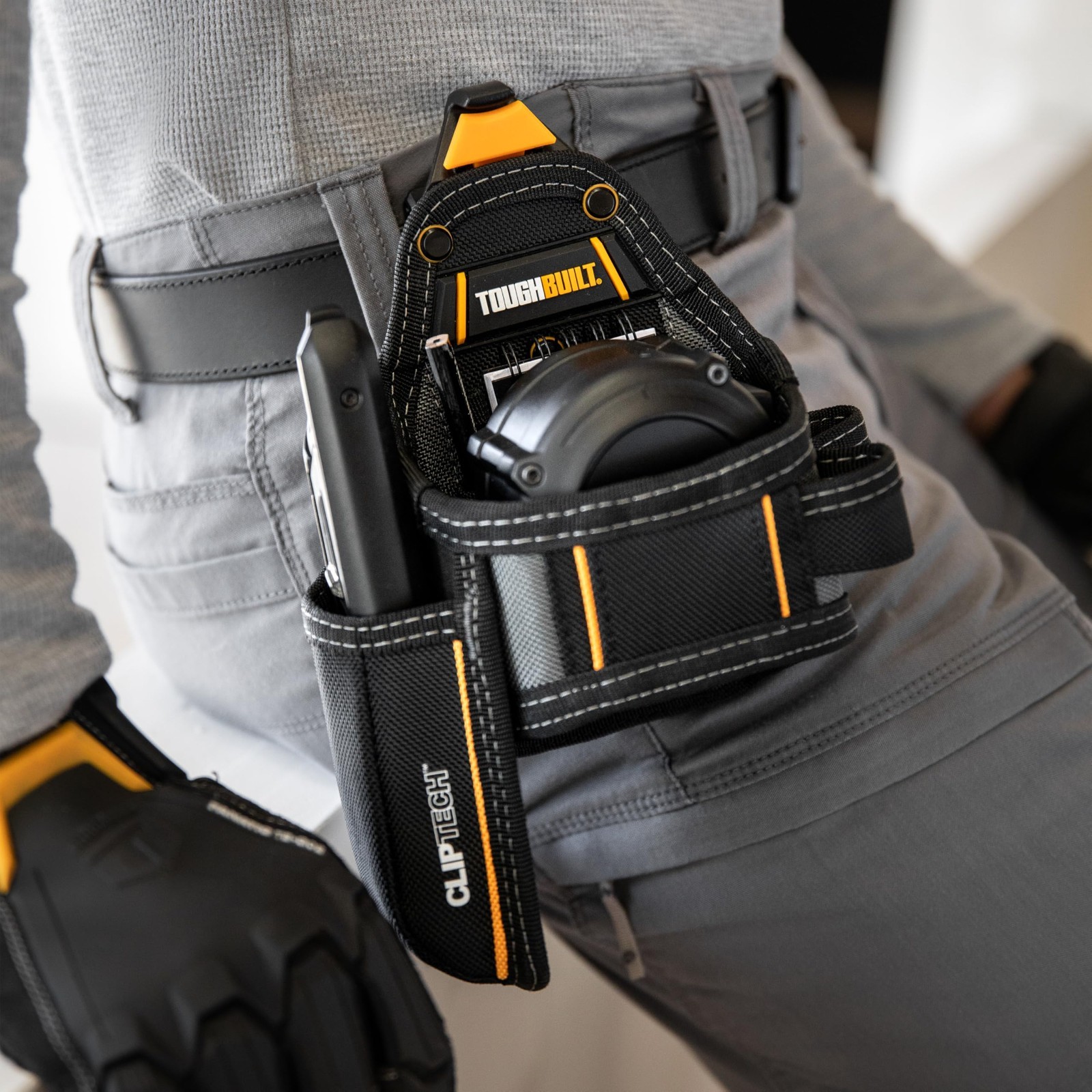 Heavy-Duty Utility Tool Pouch with Multiple Pockets, Secure Clip Attachment, Job