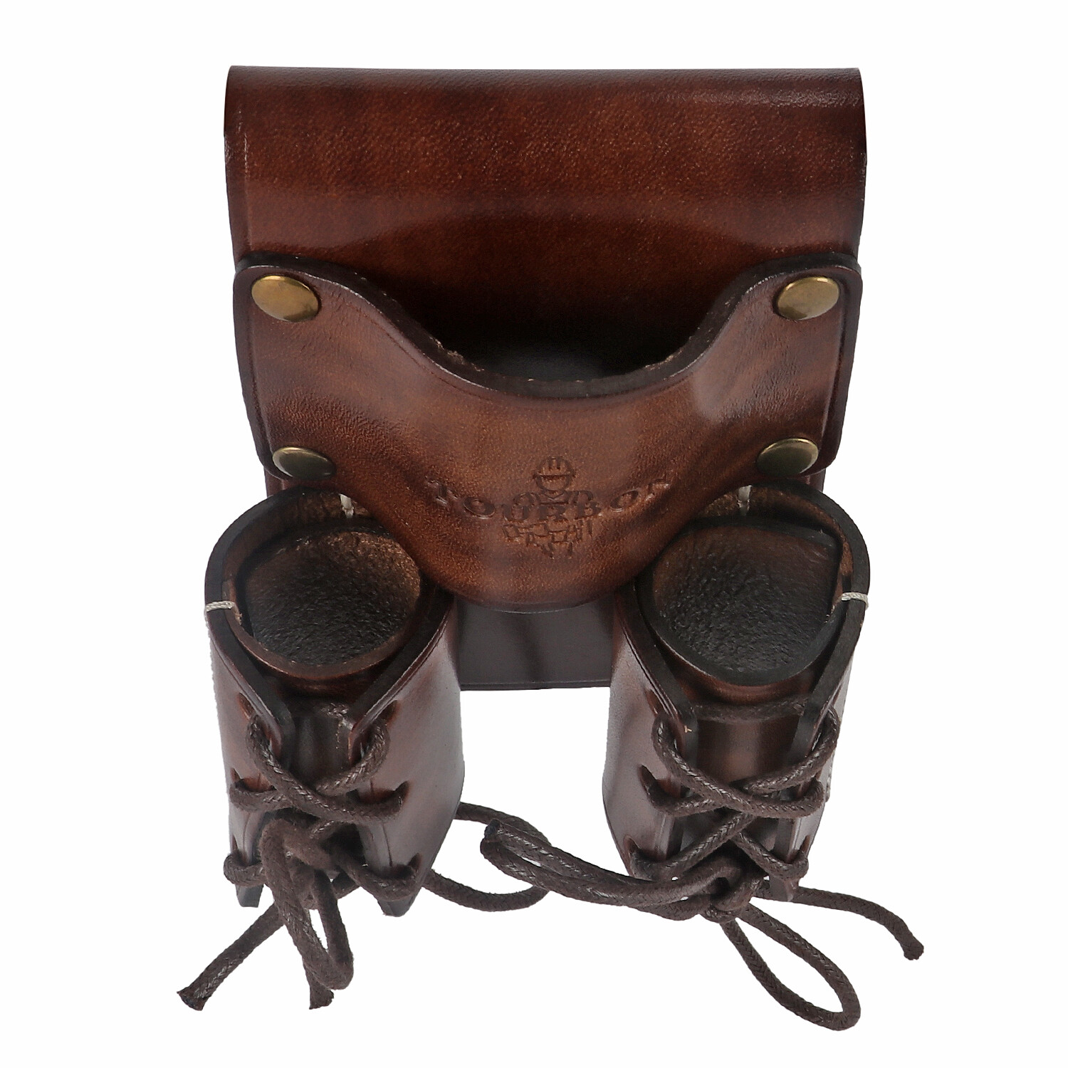 TOURBON Leather Spud Wrench Hanger Tools Carry Double Bull Pin Holder Belt Pouch