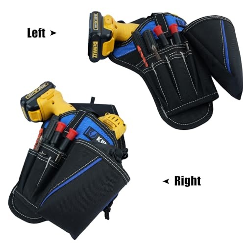Drill Holster Set 3-in-1 with Magnetic Wristband Tool Belt & Bit Pouch Black