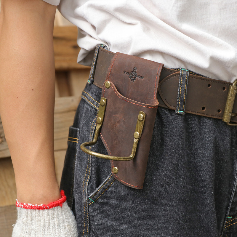 TOURBON Leather Axe/Hammer/Wrench/Pliers Belt Holster Wrokshop Tool Carry Hanger