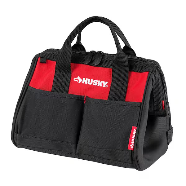 12 in 4 Pocket Zippered Tool Bag Dual-Zipper Water-Resistant Material