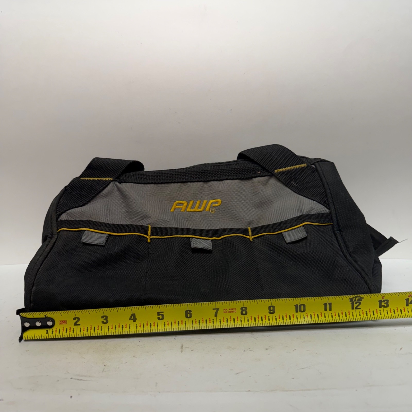 AWP 0552595 13″ Tool Bag Gray Black Yellow 3 Pocket Heavy Duty Storage