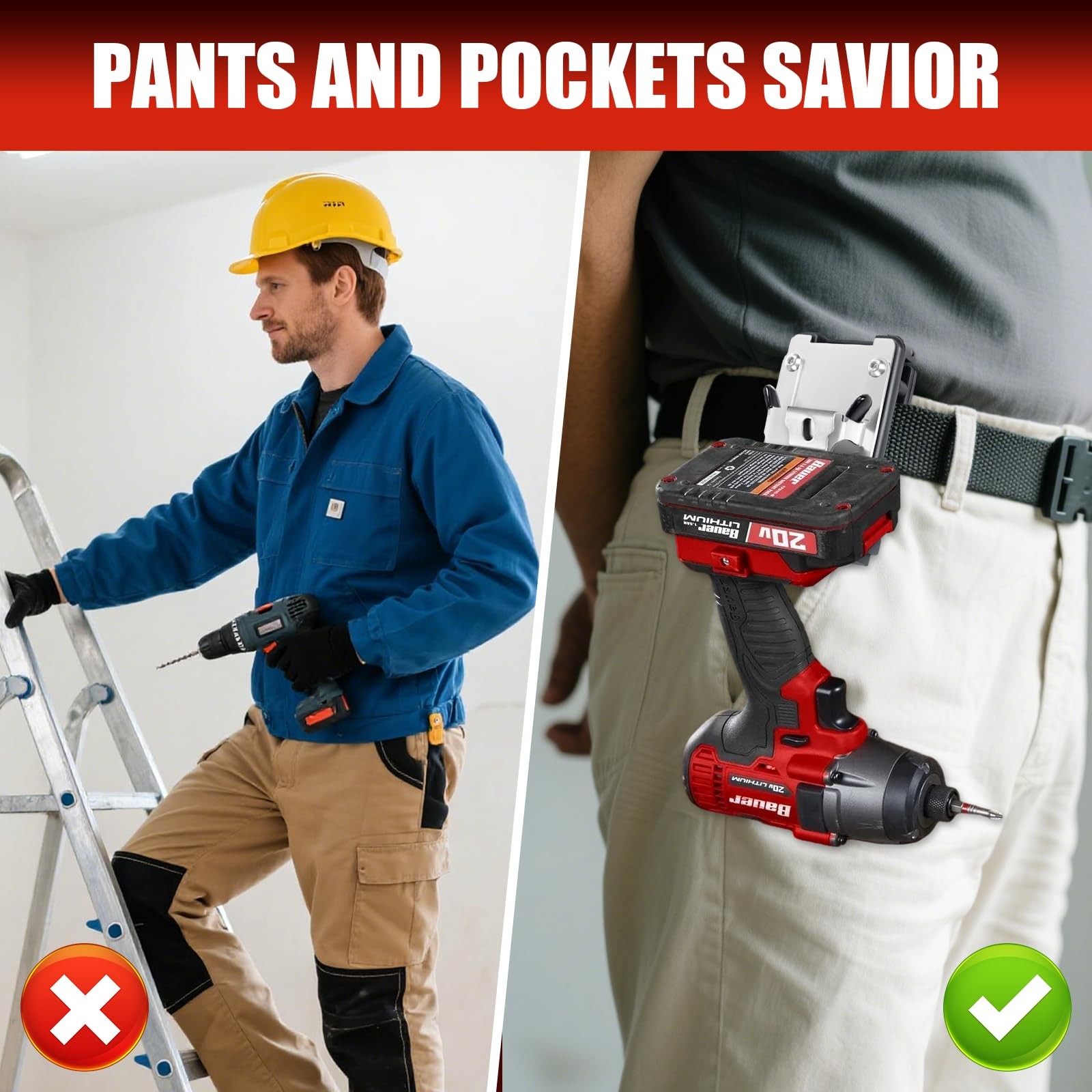Drill Holder Belt Clip Hook Holster Cordless Driver Tape Measure Fits 2.1 In