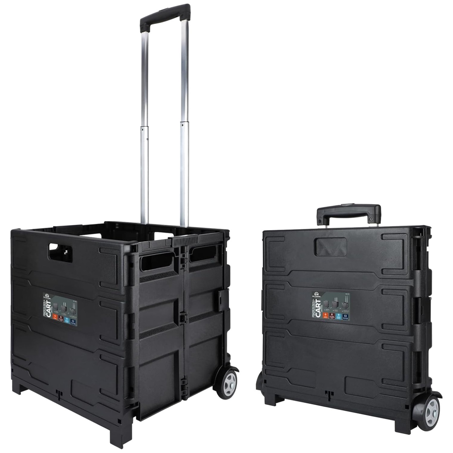 Compact Pack-N-Roll Cart, Telescopic Handle, 80 lb Capacity