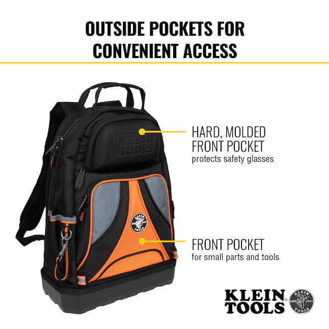 Klein Tools Tradesman Pro Backpack Tool Bag 39 Pockets 14″ Black (US STOCK)
