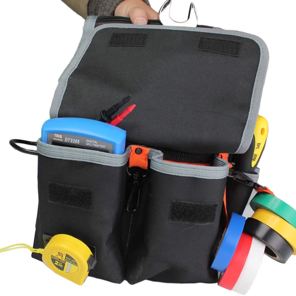MELOTOUGH Electrician Tool Pouch Bag with 10″L x 3.35″W x 12.6″H, Black
