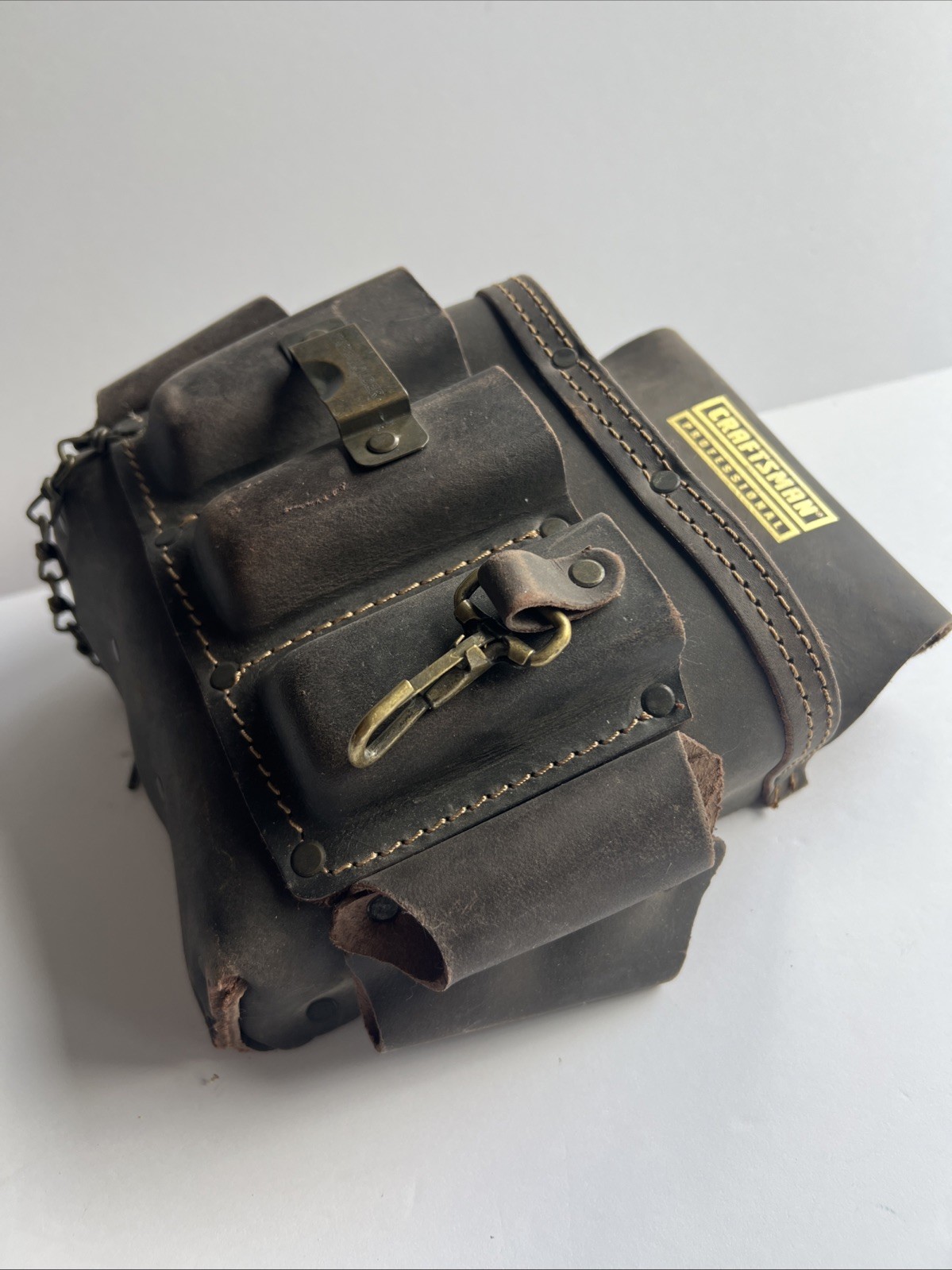Craftsman Professional Electrician Leather Tool Pouch Belt Multiple Compartments