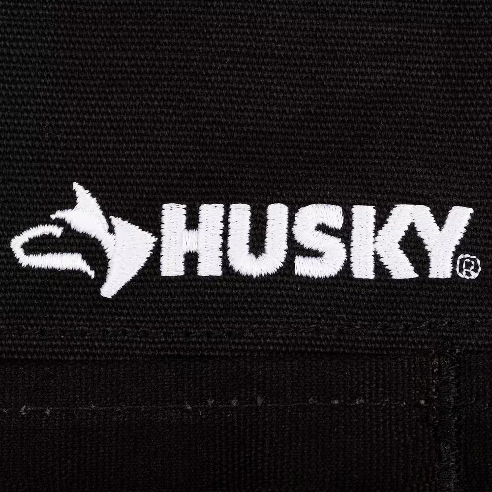 Husky Canvas Bib Tool Work Apron 23 in Quick Release Belt 16-Pocket Black
