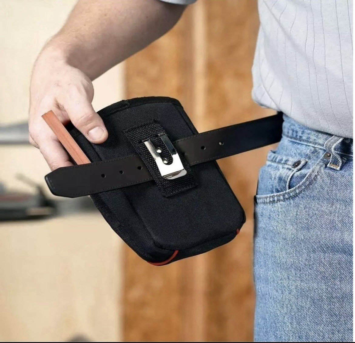 4.5 In. Clip On Tool Belt Pouch | Husky Resistant Water Heavy Polyester Duty