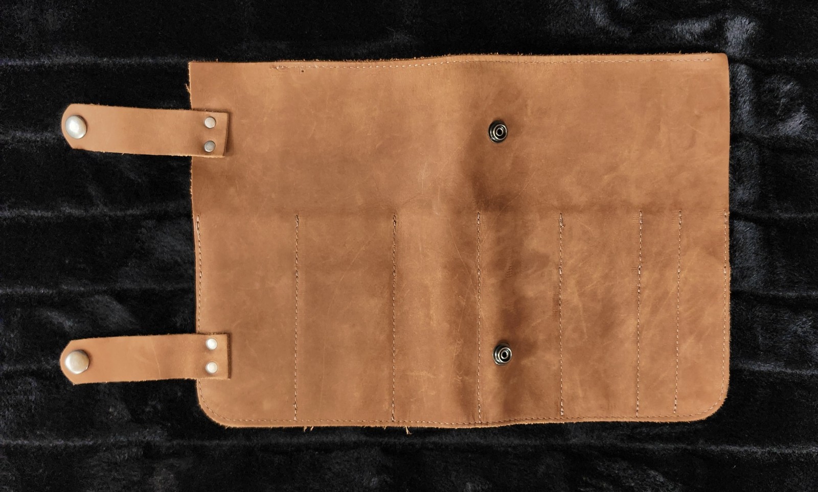 Hide & Drink Rustic Small Suede Tool Roll Up Bag 14 Slots and Pouch 14″ × 9″