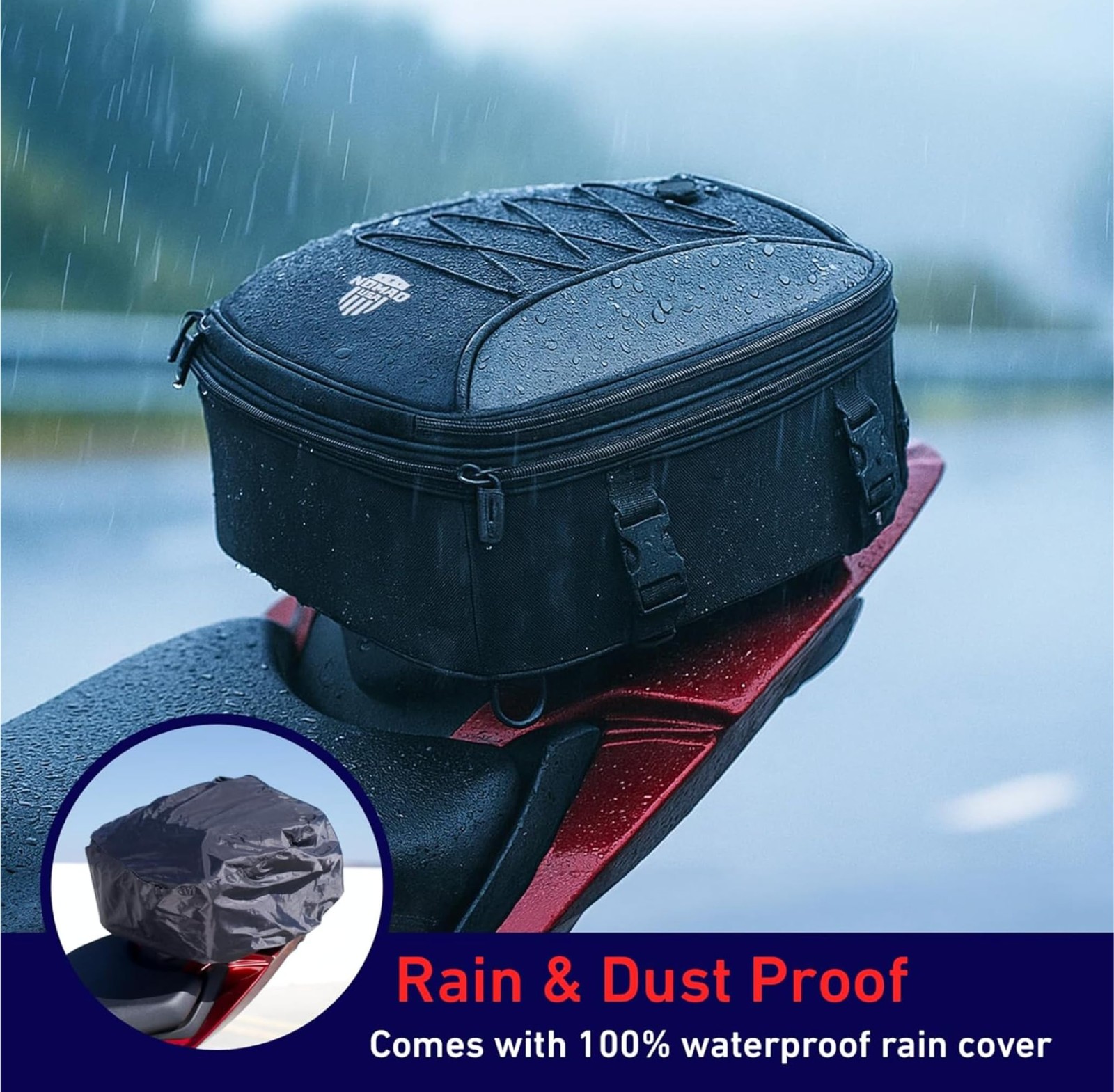 Expandable Waterproof Motorcycle Tail Bag 22L35L, Converts to Backpack