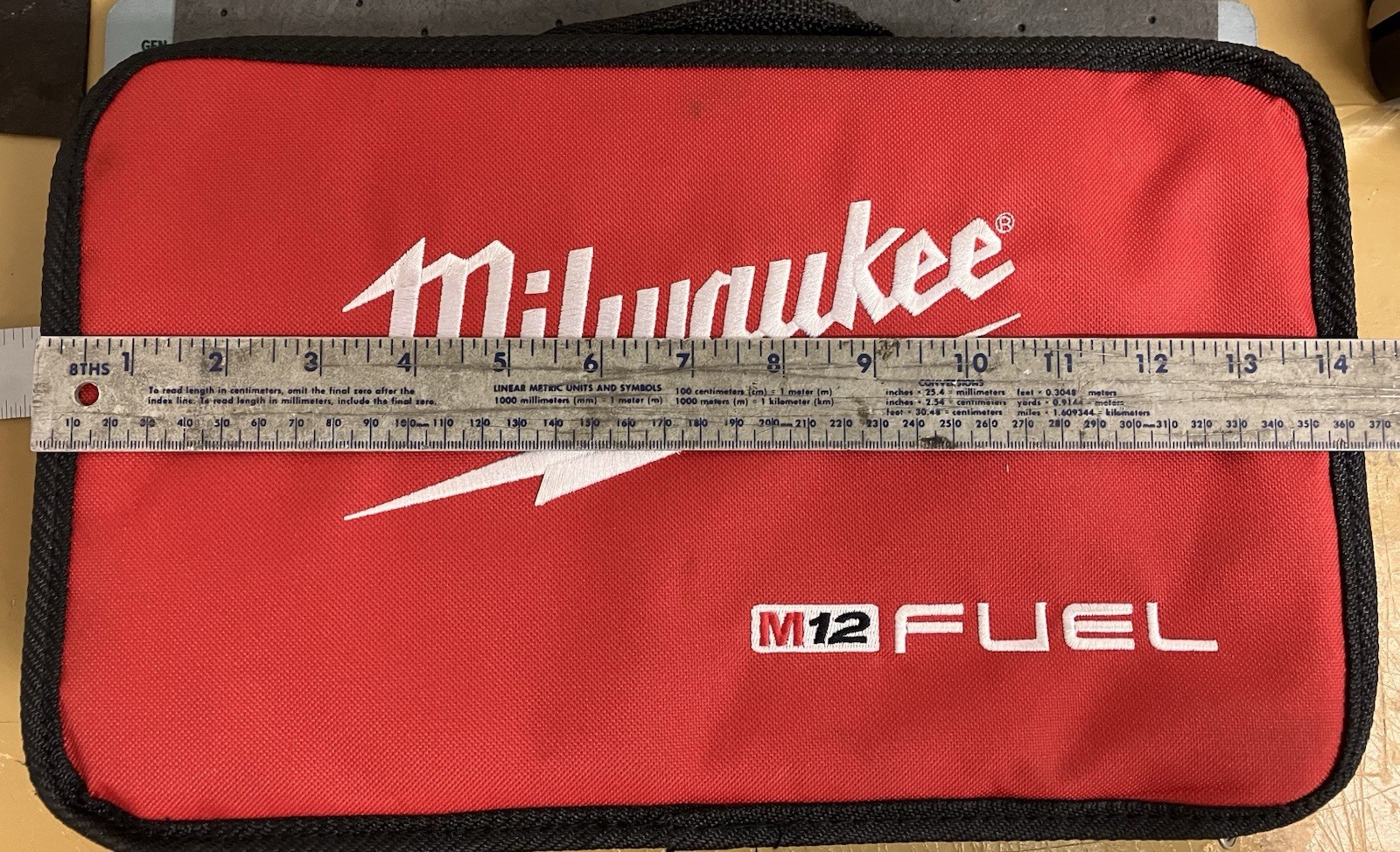 Milwaukee M12 FUEL Small Red/Black Zipper Tool Bag Organizer Case 14x9x4″