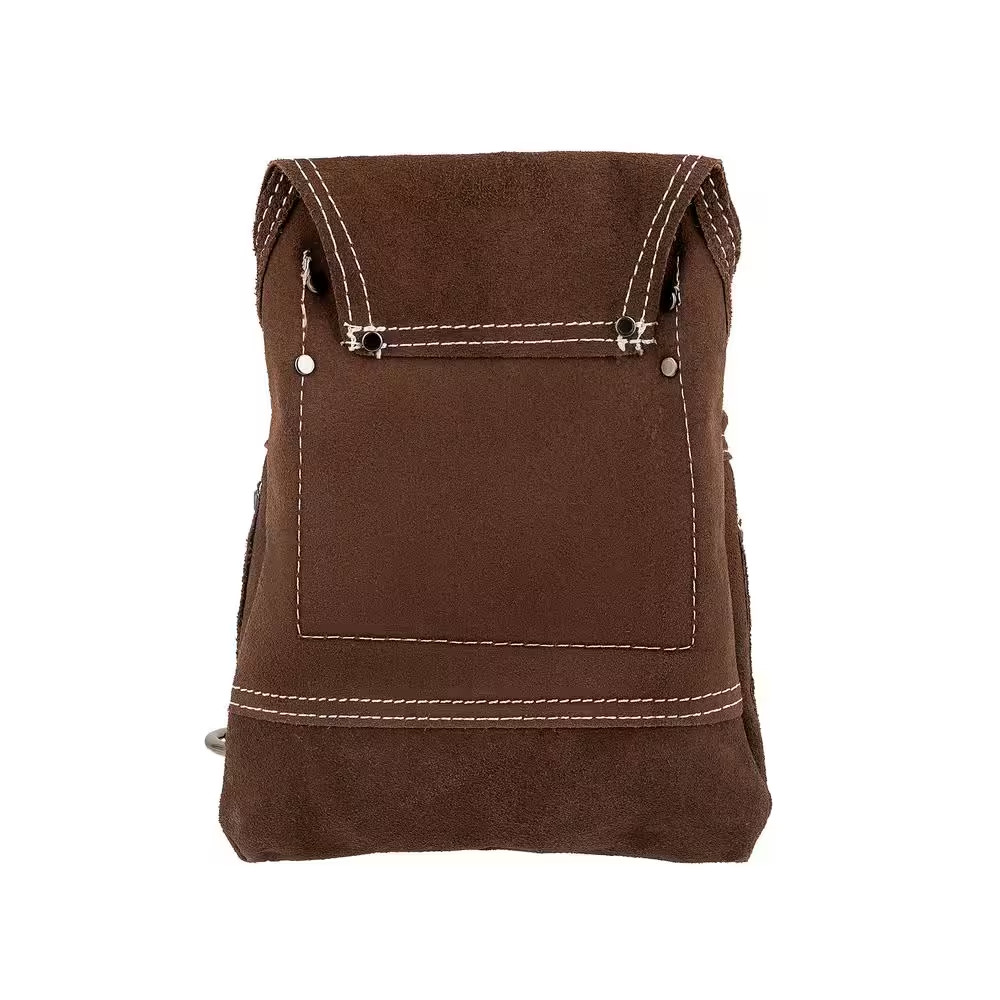 10 Pocket Suede Leather Work Tool Belt Pouch with Steel Hammer Loop and Tape Mea