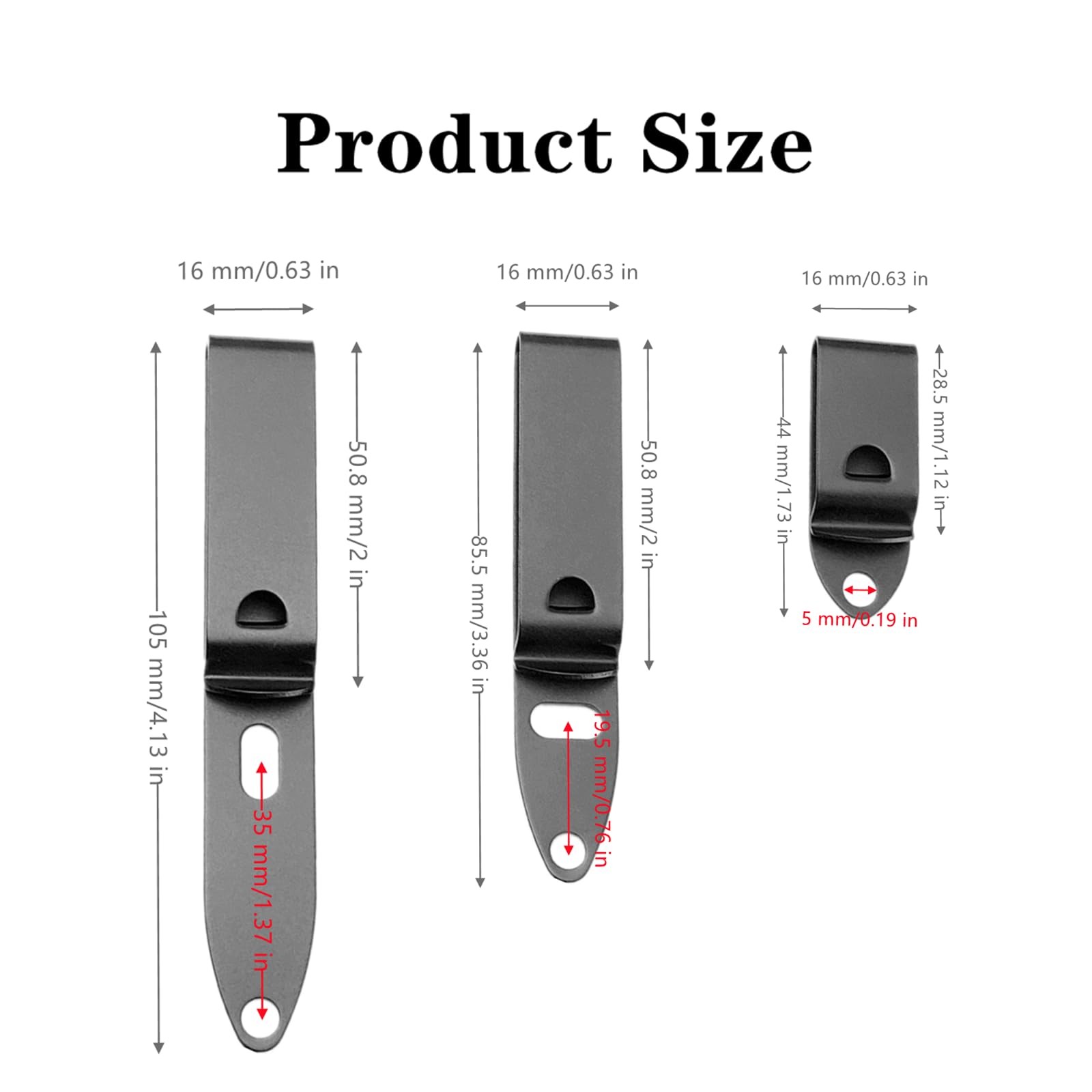 3 Set Knife Sheath Clip Sturdy Kydex Knife Belt Clip with Screws for Kydex Sh…