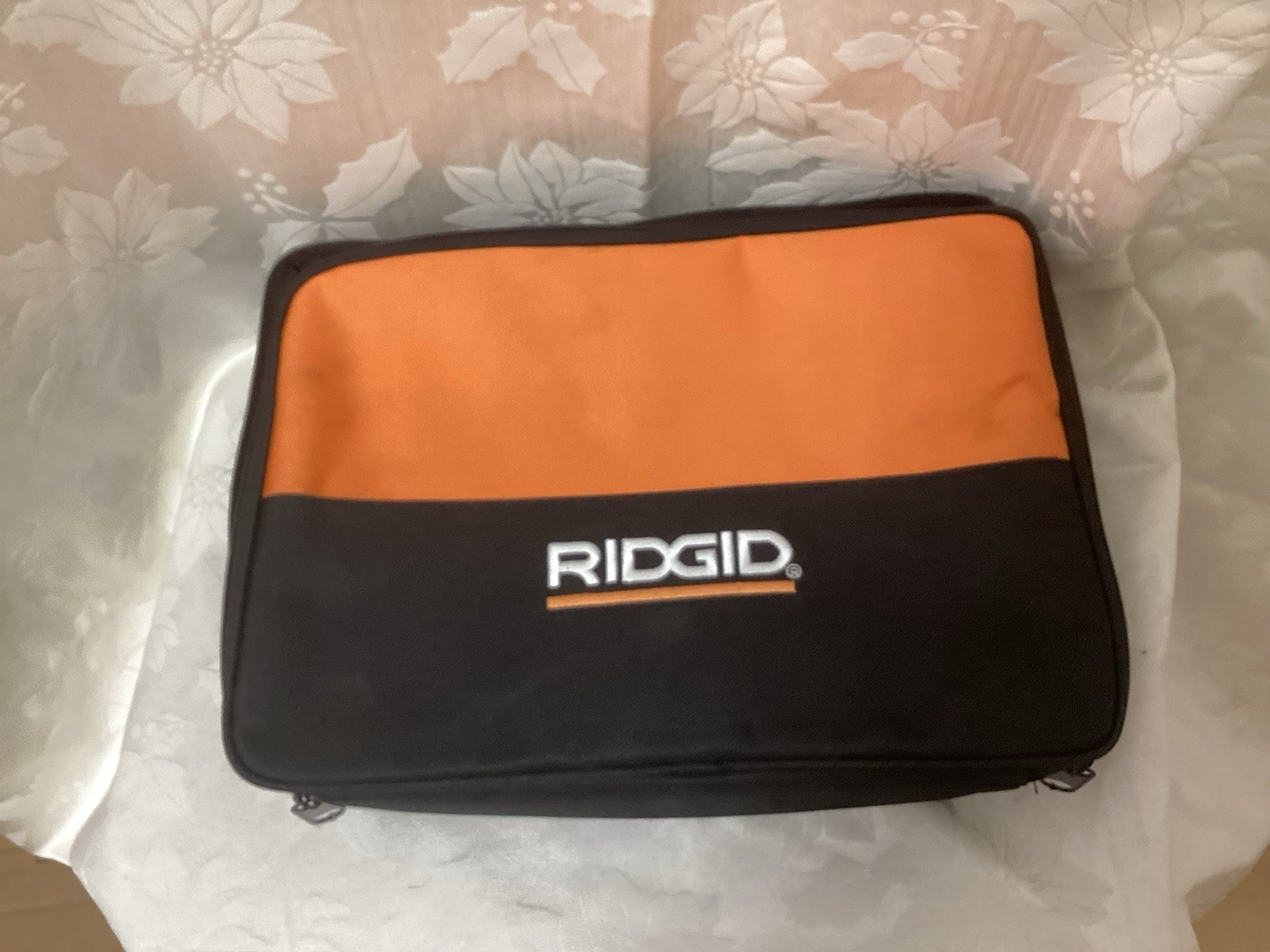 RIDGID Black and Orange Fabric Tool Bag, Durable Carry Tote for Tools, T178-138