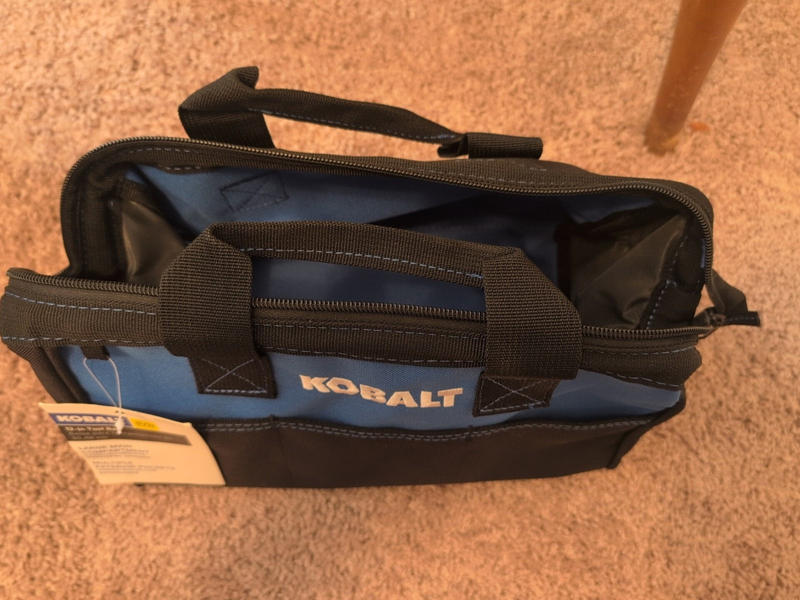 12″ Kobalt Black/blue Polyester 12-in W x 7-in D x 9-in L Tool bag – tool bag