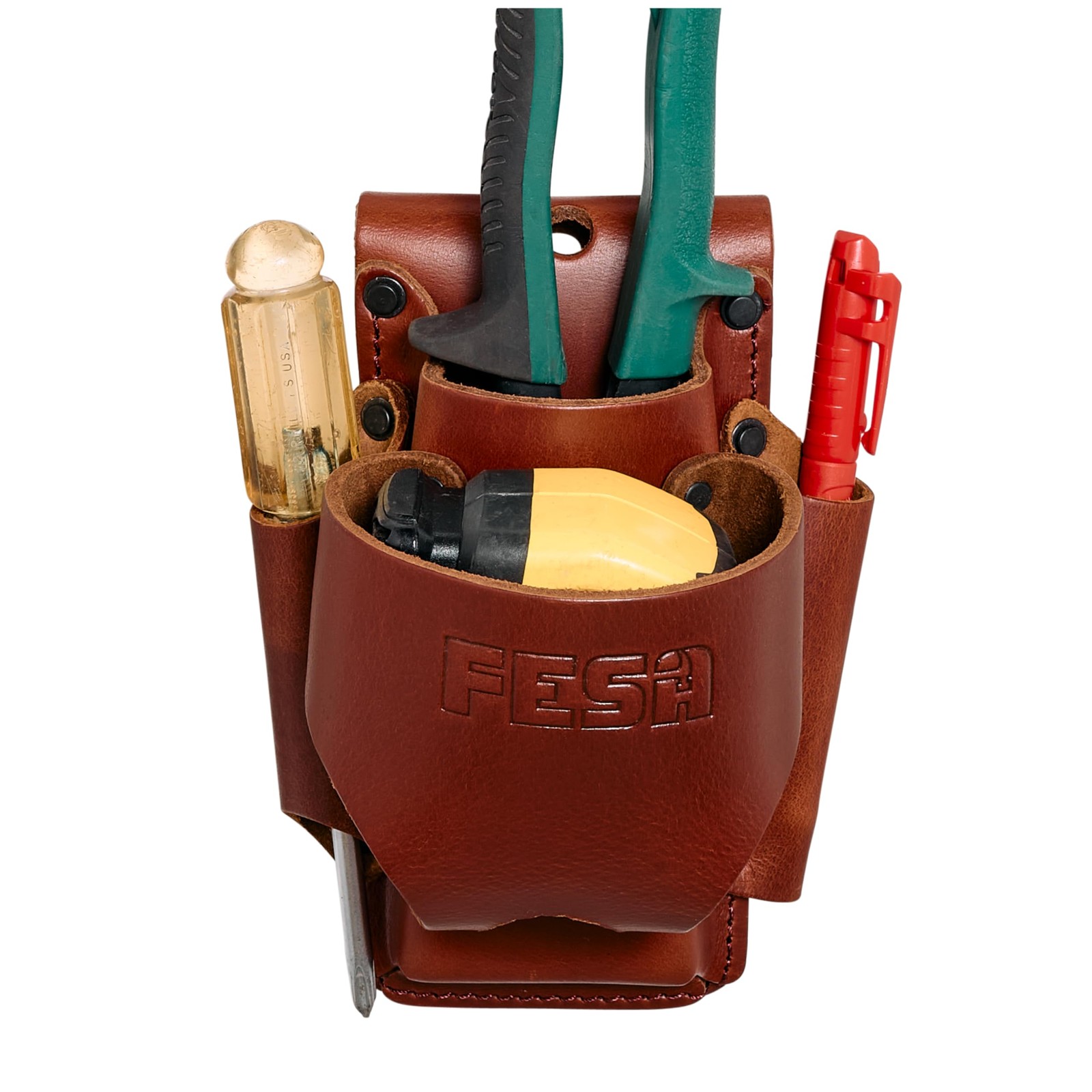 Leather Tape Measure Holder – 4-in-1 Heavy Full Grain Leather Small Tool Pouc…