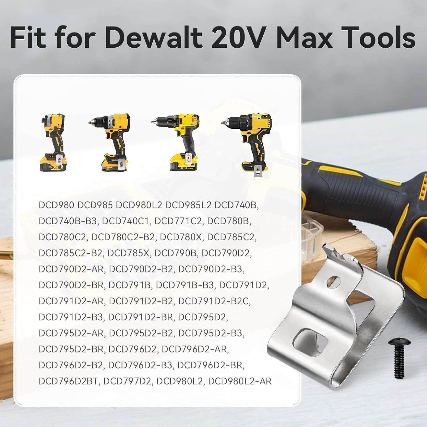 4Pcs Dewalt Drill Belt Clips Stainless Steel Hook 20V Tool Holder Kit