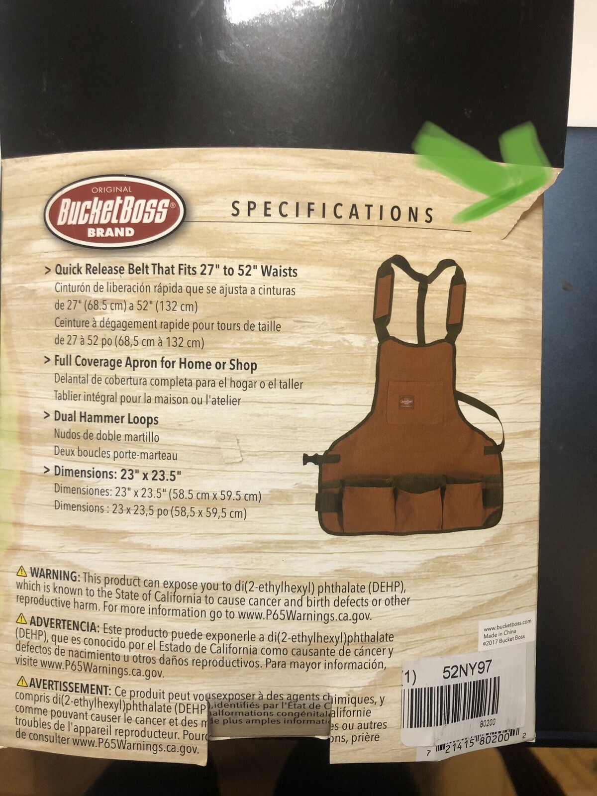 Bucket Boss 23 In. 16-Pocket Duckwear Super Bib Tool Apron, up to 52 in. waist