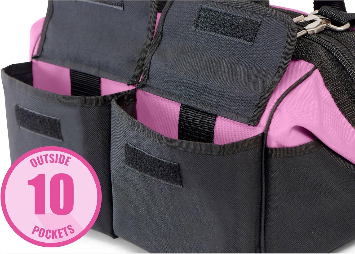 Pink Tool Bag for Women -16″ Tool Tote Bag w/ 22 Storage Pockets – Womens Sma…