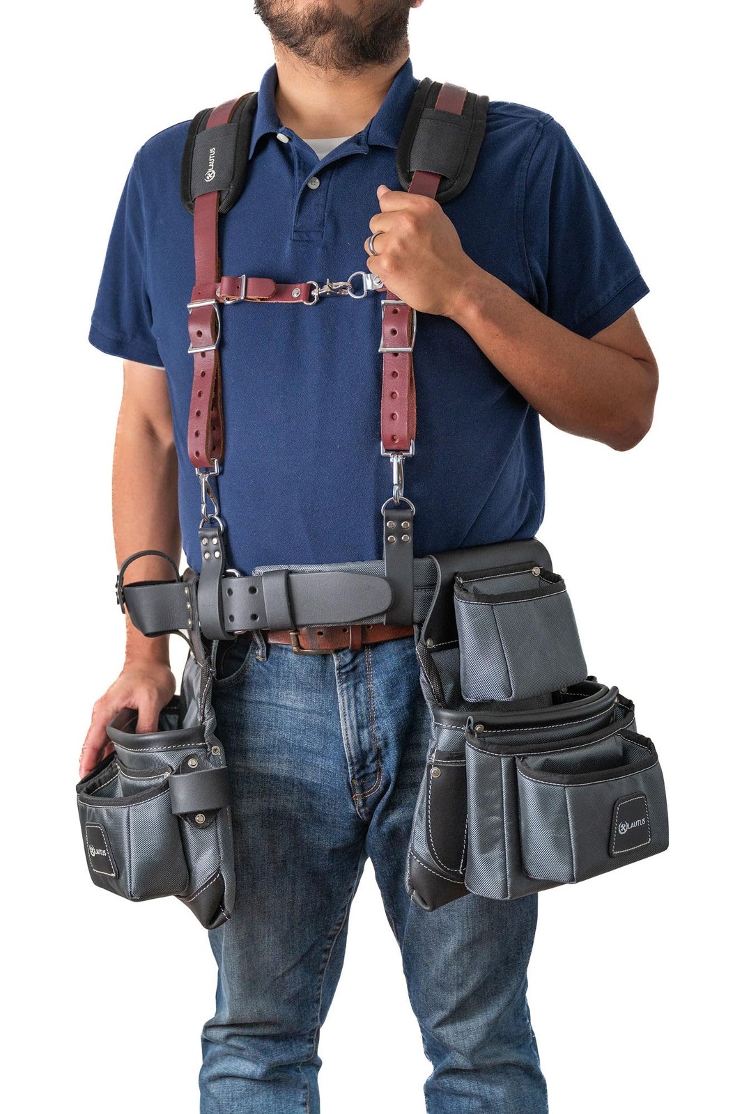 Leather Padded Tool Belt Suspenders w/Chest Strap| Pencil Sleeve| Comfortable…