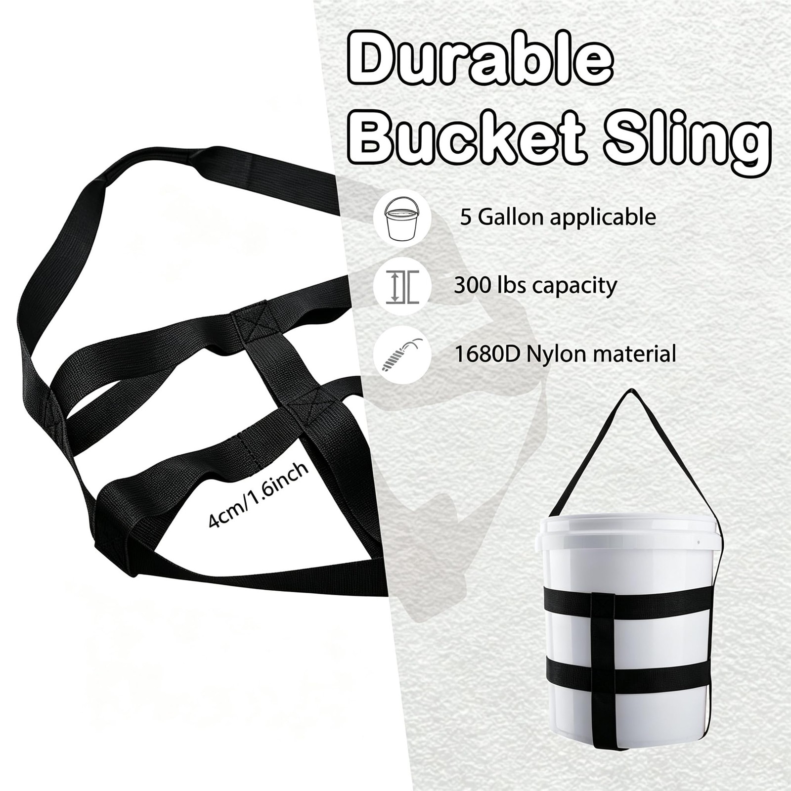 HDYEGY 4Pcs Bucket Sling for 5 Gallon Bucket,1.6 Inch Wide Handling Sling Hea…