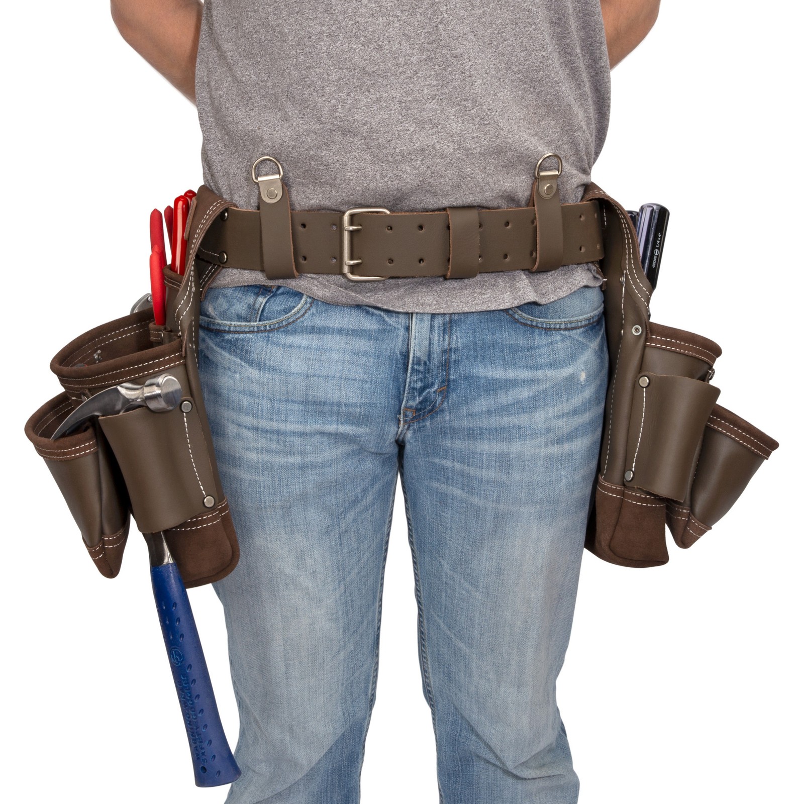 Estwing 14 Pocket Leather Framer’s Tool Belt Pouch Apron Set 94746